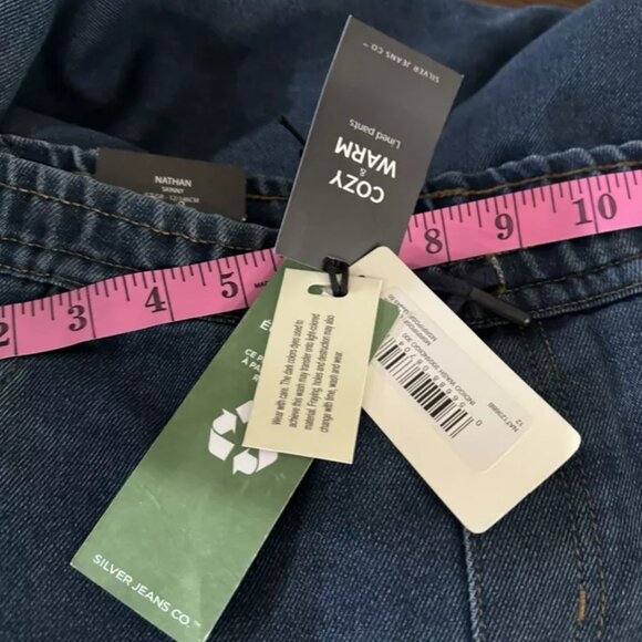 Silver Jeans Co. Youth Sz 12 Flannel Lined Nathan Skinny Fit Drawstring Waist - Picture 5 of 9